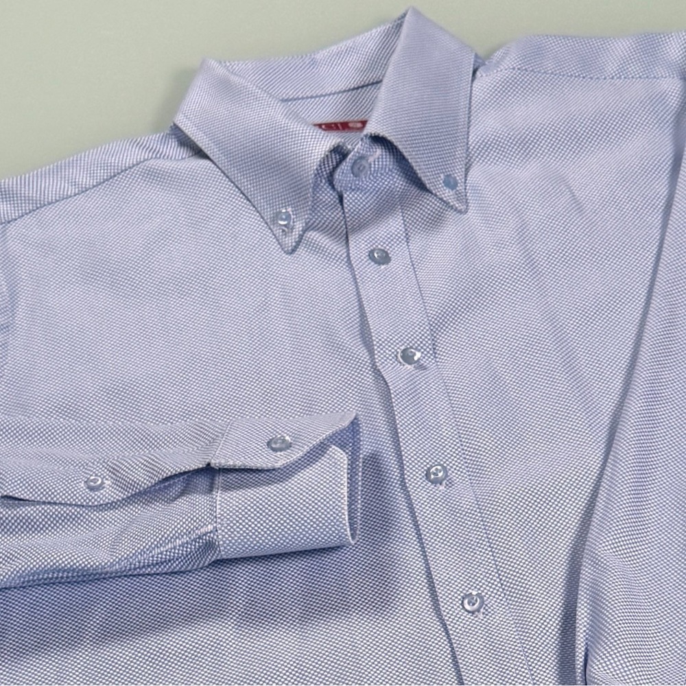 Tom James Royal Classic Dress Shirt Blue Textured Royal Oxford Cotton Custom USA